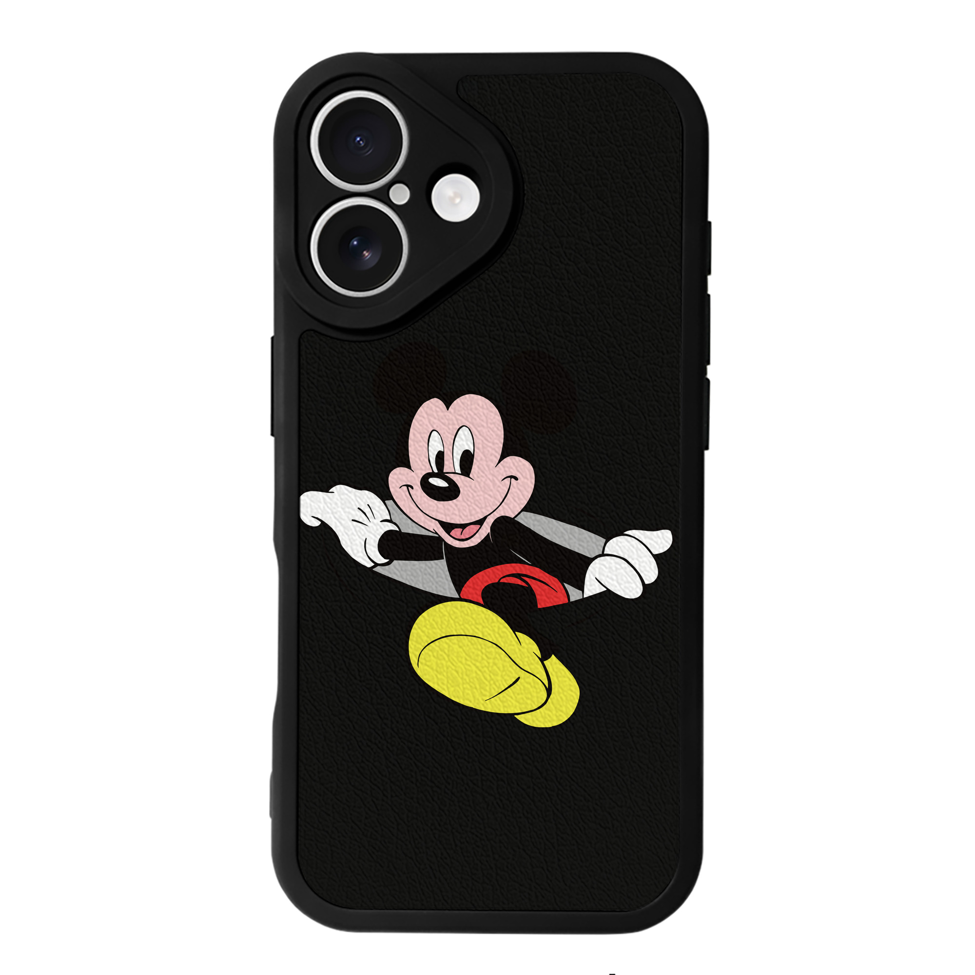 （画像用） ミッキーマウス Mickey Mouse 【iPhone 16シリーズ対応】シリコンスマホケース（レザー調） 材質：シリコン